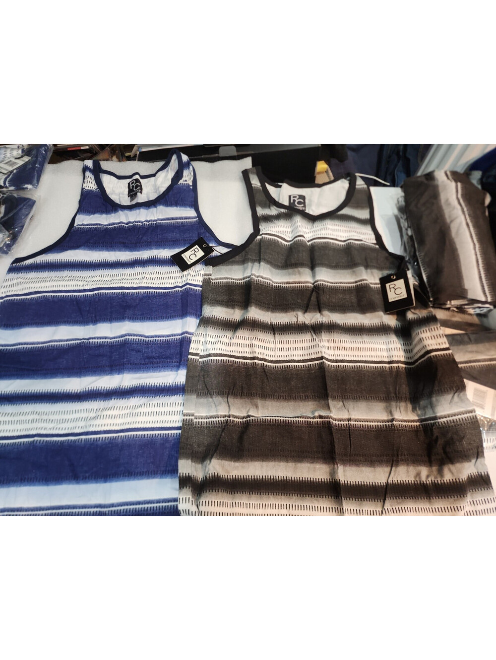 Ron Chereskin Lot of 2 Mens Tank Tops 2 Extra Large XXL Blue + Black Cotton